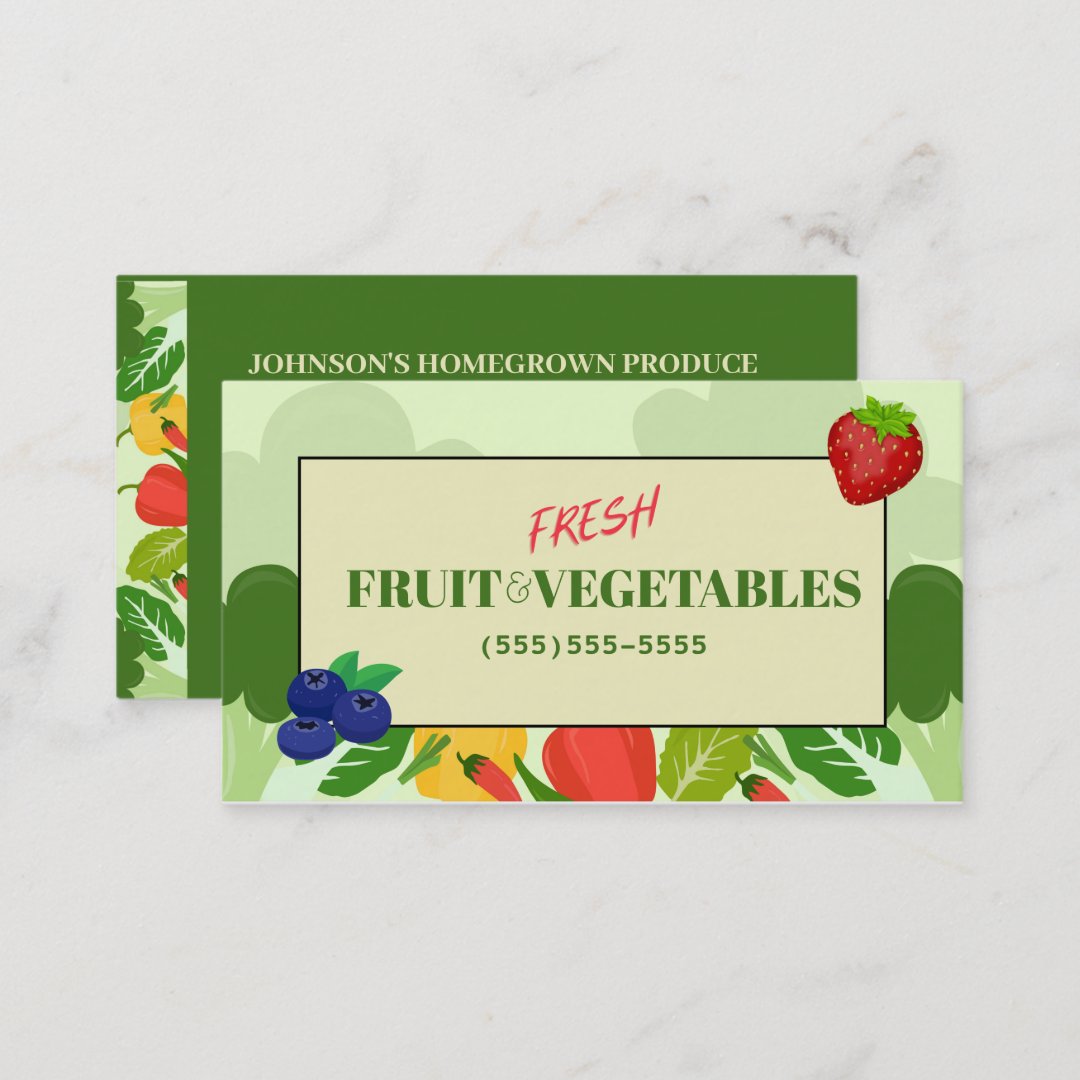 Produce Fruit And Vegetables Business Card Zazzle