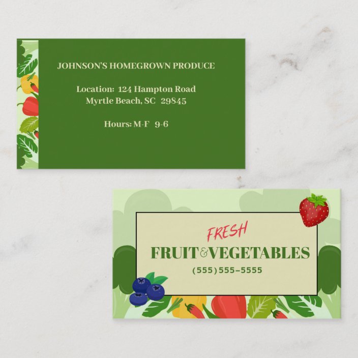 Produce Fruit and Vegetables Business Card | Zazzle