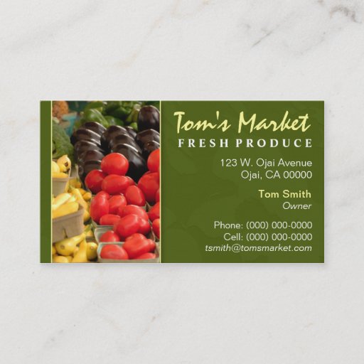 Customizable Produce Market Business Card