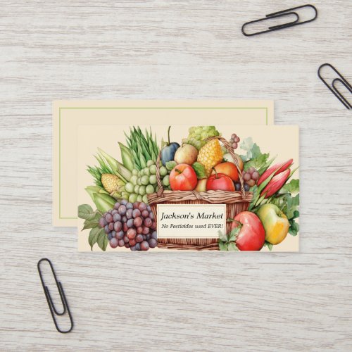 Produce Market Fruits and Vegetables Basket Business Card