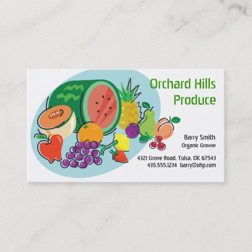 Producer Grower/Vendor_Totally Fruity_blue oval Business Cards