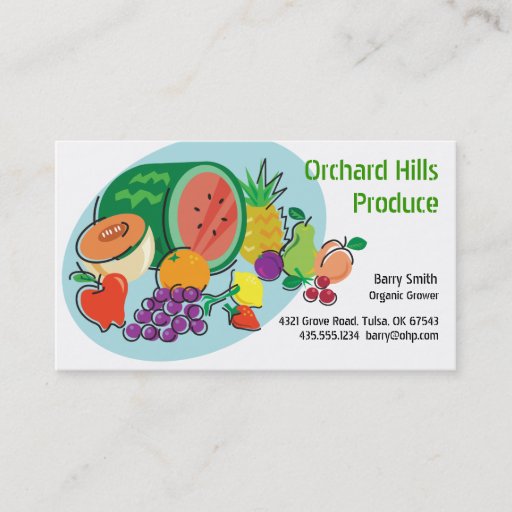 Customizable Producer Grower/Vendor_Totally Fruity_blue oval Business Cards