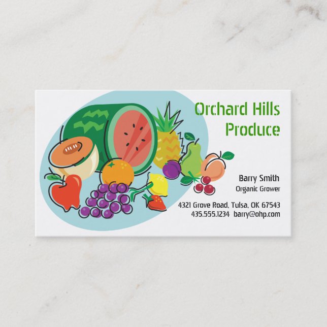 Producer Grower/Vendor_Totally Fruity_blue oval Business Card (Front)