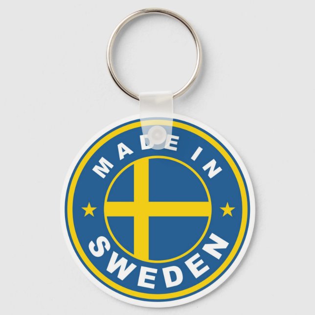 product country flag label made in sweden keychain (Front)