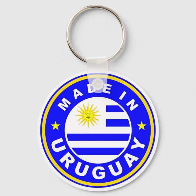 product country flag label made in uruguay keychain (Front)