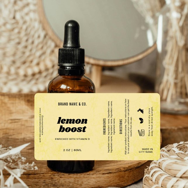  Product Customizable Lemon Yellow Rustic Label (Creator Uploaded)