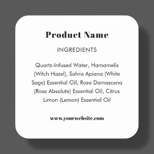  Product Ingredient Label