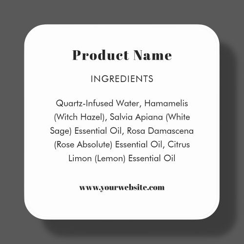  Product Ingredient Label