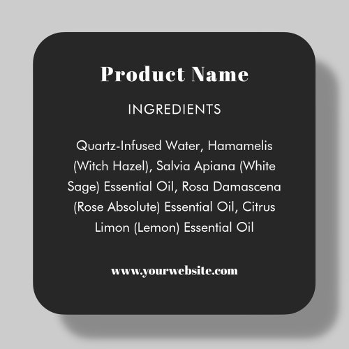  Product Ingredient Label  Black