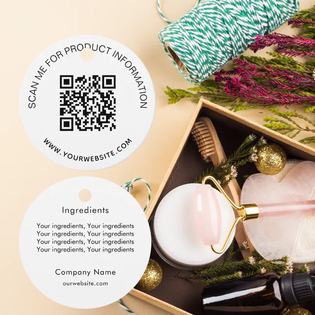 Product ingredient listing QR code business label Zazzle