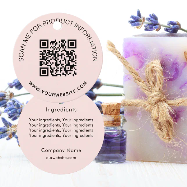 Product ingredient listing QR code business label Zazzle