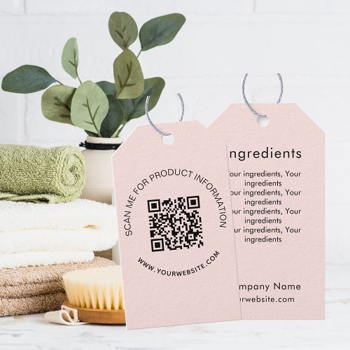 Product ingredient listing QR code rose business  Gift Tags