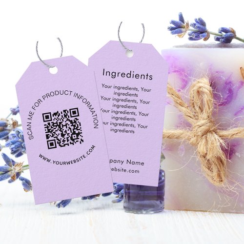 Product ingredient listing QR violet business  Gift Tags