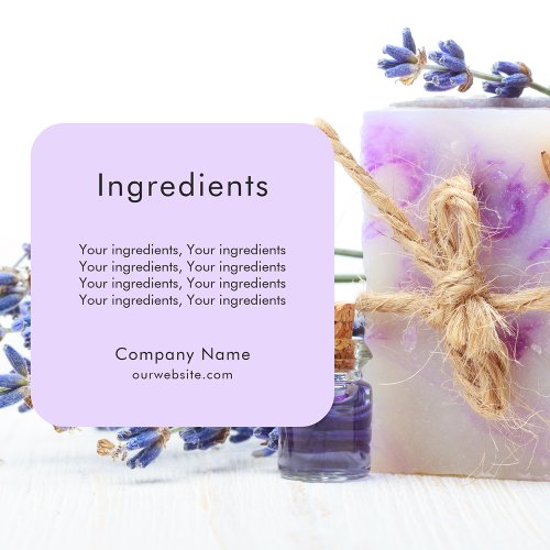 Product ingredient listing violet business label