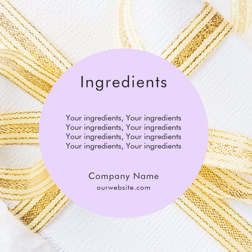 Product ingredient listing violet business label