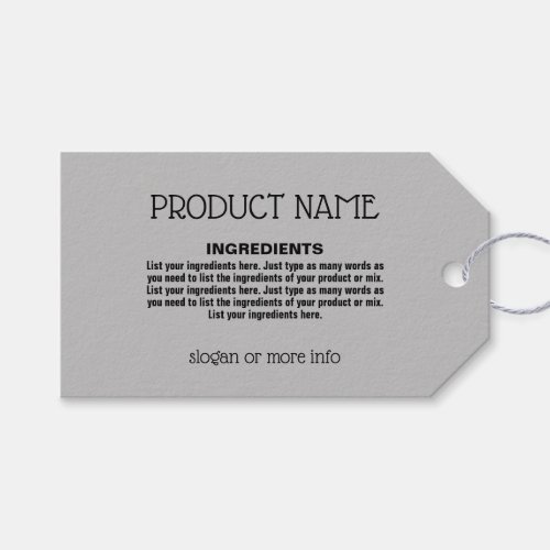 Product Label with Ingredients List