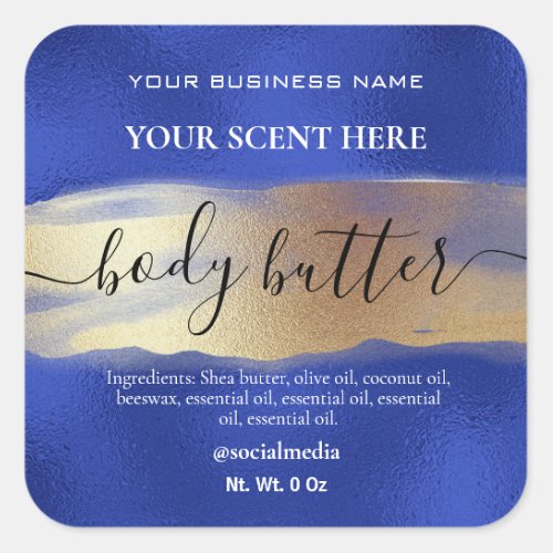 Product Labels For Body Butter Blue And Gold