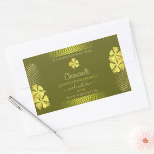 Product Labels Yellow Hawaiian Flowers on Mustard
