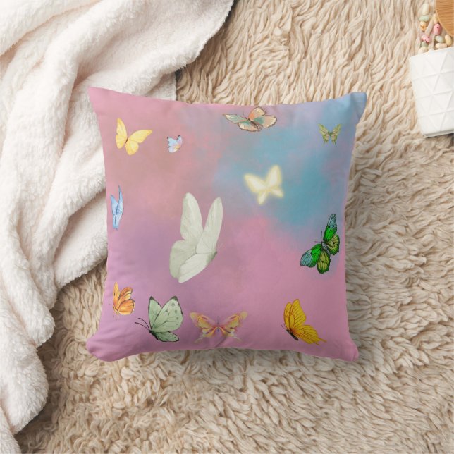 Product Merchandising: Pastel Butterfly Cushion/Pi Throw Pillow (Blanket)