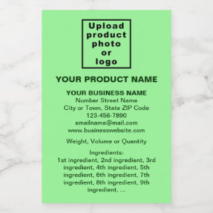 Product Minimal Information, Light Green Portrait Food Label