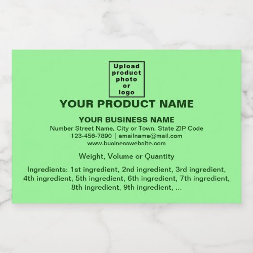 Product Minimal Information Light Green Rectangle Food Label