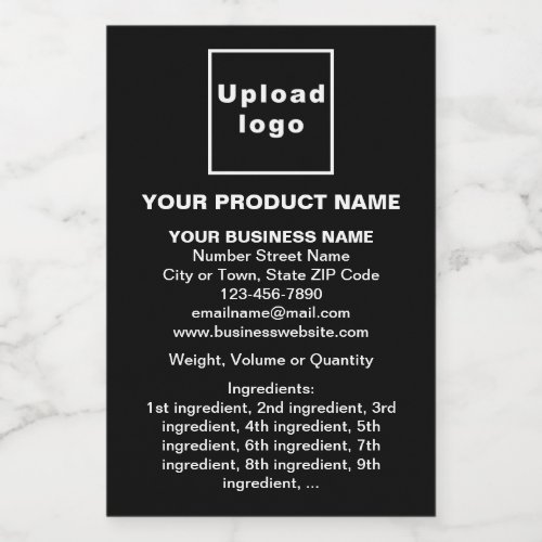 Product Minimal Information on Black Portrait Food Label