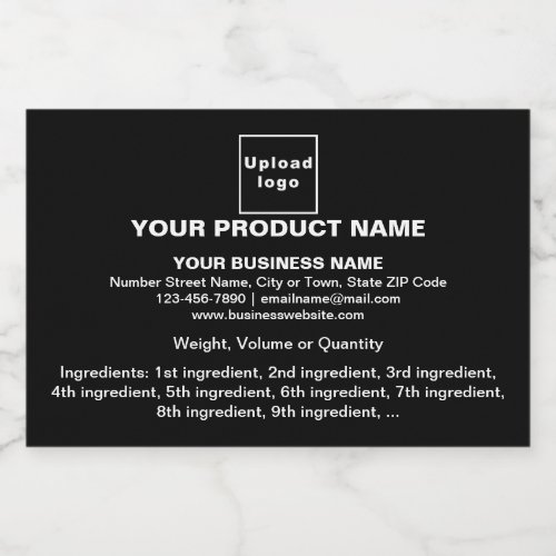 Product Minimal Information on Black Rectangle Food Label