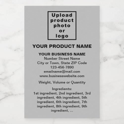 Product Minimal Information on Gray Portrait Food Label