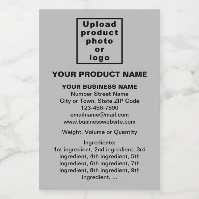 Product Minimal Information on Gray Portrait Food Label (Single Label)