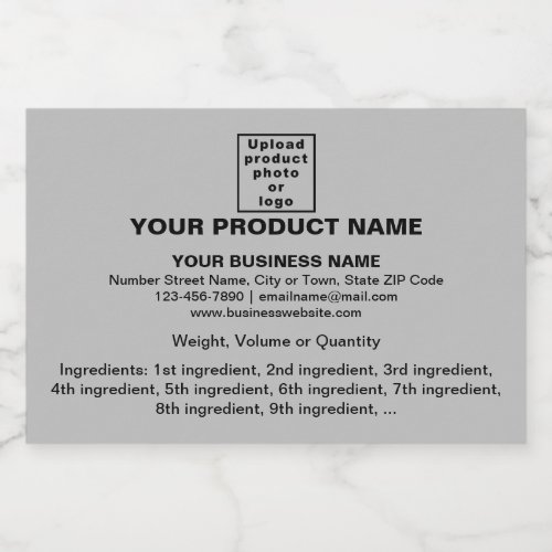 Product Minimal Information on Gray Rectangle Food Label