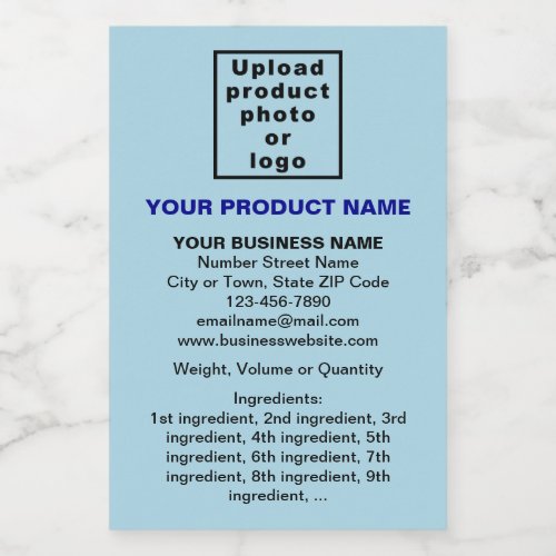 Product Minimal Information on Light Blue Portrait Food Label