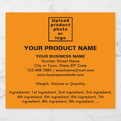 Product Minimal Information on Orange Color Beer Bottle Label