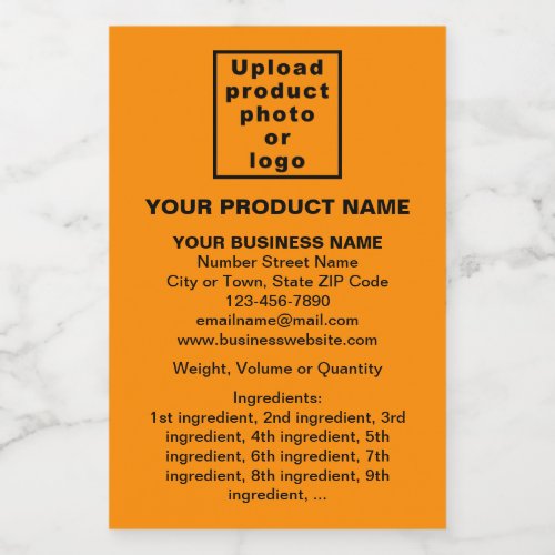 Product Minimal Information on Orange Color Small Wine Label