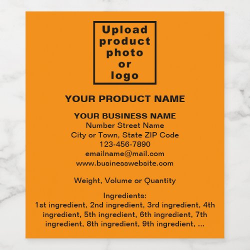 Product Minimal Information on Orange Color Wine Label