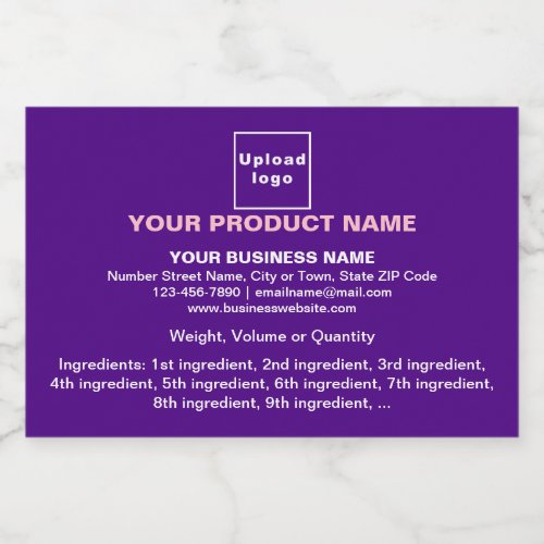 Product Minimal Information on Purple Rectangle Food Label