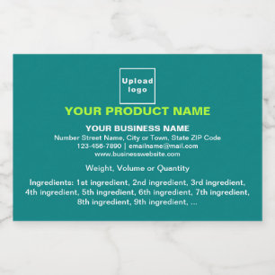 Product Minimal Information on Teal Green Small Liquor Bottle Label