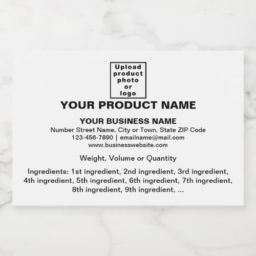 Product Minimal Information on White Rectangle Food Label