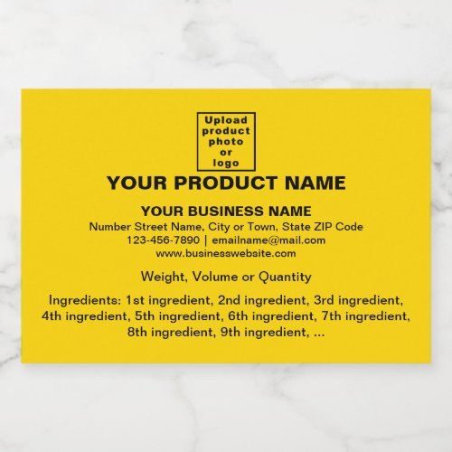 Product Minimal Information on Yellow Small Size Sparkling Wine Label