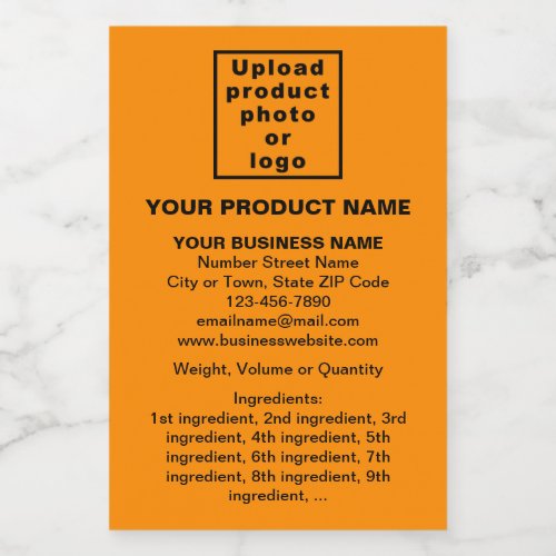 Product Minimal Information Orange Color Portrait Food Label