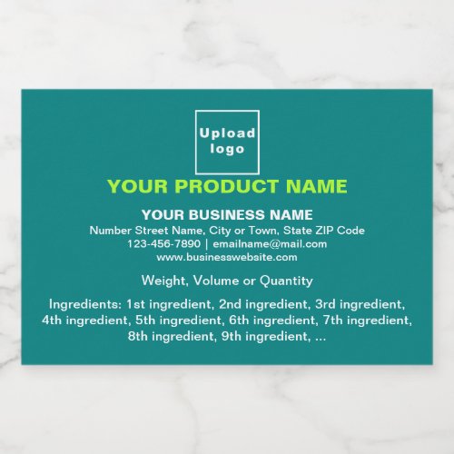 Product Minimal Information Teal Green Rectangle Food Label