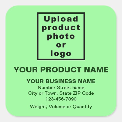 Product Name Photo and Minimal Texts Light Green Square Sticker