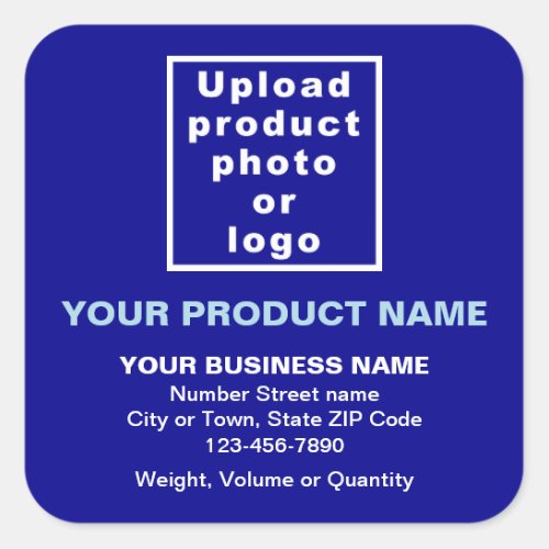 Product Name Photo and Minimal Texts on Blue Square Sticker