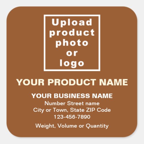 Product Name Photo and Minimal Texts on Brown Square Sticker