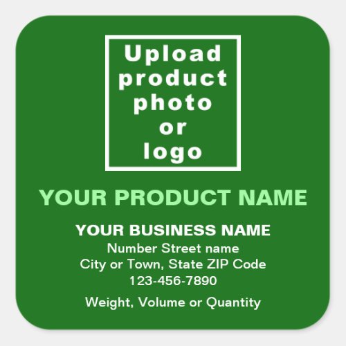 Product Name Photo and Minimal Texts on Green Square Sticker