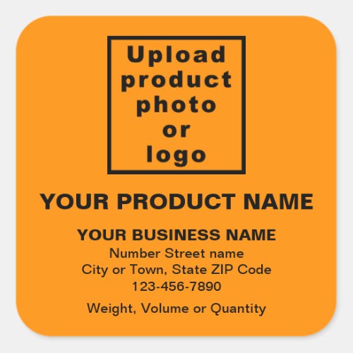 Product Name Photo and Minimal Texts on Orange Square Sticker