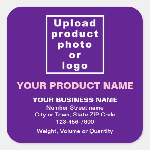 Product Name Photo and Minimal Texts on Purple Square Sticker