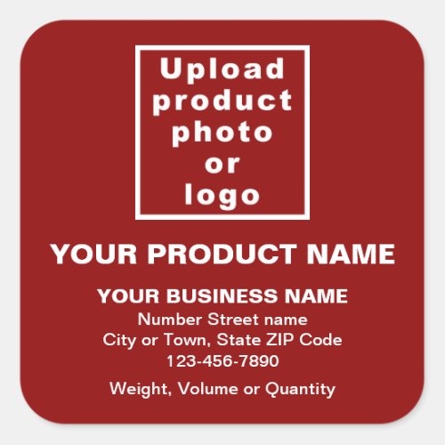 Product Name Photo and Minimal Texts on Red Square Sticker