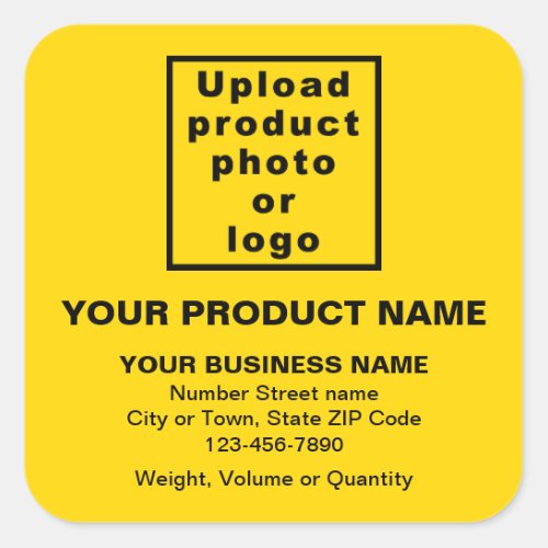 Product Name Photo and Minimal Texts on Yellow Square Sticker