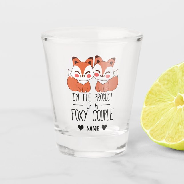 Product of a Foxy Couple Shot Glass (Front)
