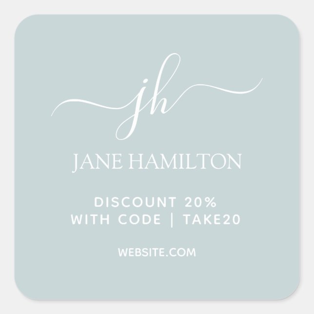 Product Packaging Discount Code Square Sticker (Front)